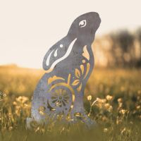 Unfinished Sheet Steel Silhouette with Gazing Hare "Floral Twist" Design Unfinished Sheet Steel Silhouette with Gazing Hare "Floral Twist" Design