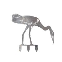 "Head Down" Heron Sheet Steel Silhouette in Natural Steel Finish with Spikes