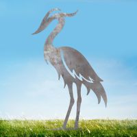 Modern Heron Sheet Steel Silhouette in Natural Steel Finish Modern Heron Sheet Steel Silhouette in Natural Steel Finish