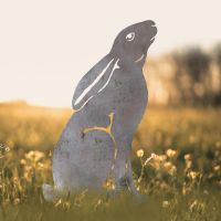 Unfinished Sheet Steel Silhouette with Moon Gazing Hare Design