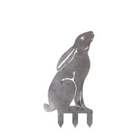 Moon Gazing Hare Sheet Steel Silhouette in Natural Steel Finish with Spikes