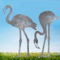 Pair of Flamingo"s Sheet Steel Silhouette in Natural Steel Finish