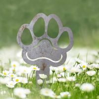 Unfinished Grave Marker Ground Spike with Paw Print Motif Unfinished Grave Marker Ground Spike with Paw Print Motif