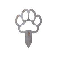Close-Up of Natural Steel Paw Print "Outline" Grave Marker Close-Up of Natural Steel Paw Print "Outline" Grave Marker