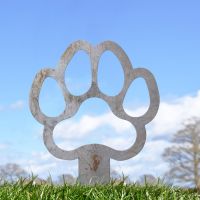 Paw Print "Outline" Grave Marker Ground Spike in Natural Steel Finish in Situ Paw Print "Outline" Grave Marker Ground Spike in Natural Steel Finish in Situ