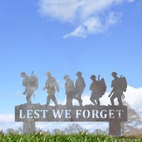 Unfinished Memorial Ground Spike with Walking Soldiers "Lest We Forget" Topper Unfinished Memorial Ground Spike with Walking Soldiers "Lest We Forget" Topper