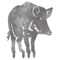 Wild Boar Sheet Steel Silhouette in Natural Steel Finish with Sppikes