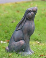 ‘Meadow’ Cast Aluminium Large Rabbit Looking Up - Verdigris main image