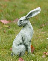 Verdant Watchers Pair of Sitting Rabbit Garden Sculpture Cast Aluminium - ears down sculpture on their own Verdant Watchers Pair of Sitting Rabbit Garden Sculpture Cast Aluminium - ears down sculpture on their own
