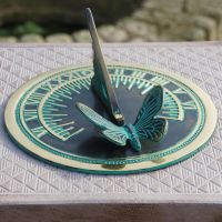 Brass Butterfly Sundial in a Verdigris Finish