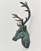 Verdigris Cast Aluminium Elk Wall Bust Side On Verdigris Cast Aluminium Elk Wall Bust Side On