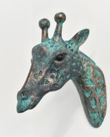 Verdigris Cast Aluminium Giraffe Head Wall Art Sculpture 