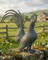 Verdigris Cast Aluminium Rooster Sculpture ai illustration