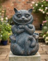 Verdigris Cheshire Cat Garden Sculpture Digital Illustration