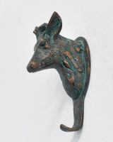 In situ photo of cast aluminium deer bust coat hook In situ photo of cast aluminium deer bust coat hook