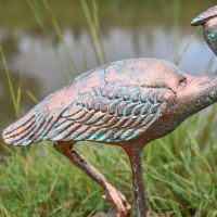 Close-Up of Crane Wings on Verdigris Finished "Grus-Grus" Freestanding Crane Sculpture Close-Up of Crane Wings on Verdigris Finished "Grus-Grus" Freestanding Crane Sculpture