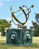 Verdigris Lion Detail Garden Plinth