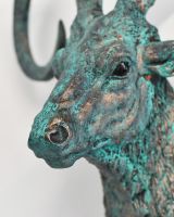 Close-up of the Verdigris Finish on the Mouflon Wall Bust