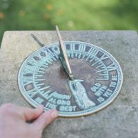 Scale Shot of Verdigris "Old Father Time" Sundial - 200mm Scale Shot of Verdigris "Old Father Time" Sundial - 200mm