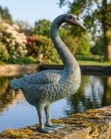 Verdigris Standing Goose Garden Sculpture Digital Illustration