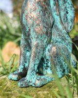 Close Up Of The Verdigris Finish On The Stargazing Rabbit Sculpture Close Up Of The Verdigris Finish On The Stargazing Rabbit Sculpture