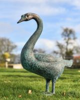 Verdigris Standing Swan Sculpture