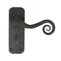 Beeswax Finish Monkey Tail Lever Handle With Bathroom Lock