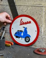 Scale image of "Vespa" Cast Iron Automobilia Reproduction Sign Scale image of "Vespa" Cast Iron Automobilia Reproduction Sign
