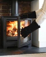 Suede Black & Orange Fireside Gloves Digital Illustration