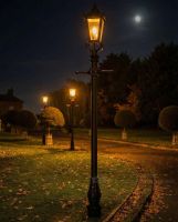 AI Illustration of the Black 2.7m Victorian Lamp Post Illuminated at Night