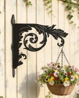 Digital Illustration of the Baroque Ornate Hanging Basket Bracket Mounted on a Cream Fence