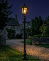 Victorian Lamp Post - Black 2.7m digital illustration at night