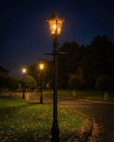 AI Illustration of the Copper 2.7m Victorian Lamp Post Illuminated at Night 
