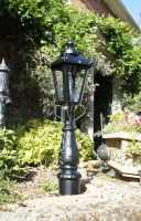  "Crown Riversham" Black Victorian Patio Lamp Post Set 105cm