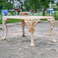Victorian Cast Iron Garden Coffee Table in a Rustic Cream Finish