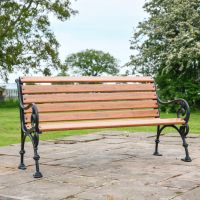 "Vine" Ornate Cast Iron Garden Brown Bench in Situ