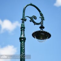 Vintage Green Ornate Scroll Lamp Post Bracket and Luminaire