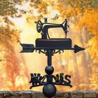 Vintage Sewing Machine Weathervane in Situ