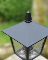 Close-up of the Black Finish on the Lid of the Pillar Light Close-up of the Black Finish on the Lid of the Pillar Light