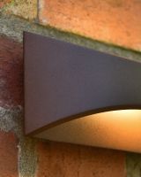 Close up of detail on up and down garden wall light 