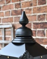 Black Sunningdale Wall Mounted Lantern Top Finial Close Up