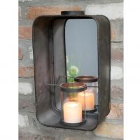 Wall Mounted Industrial Mirror & Candle Holder