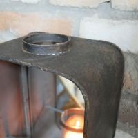 Wall Mounted Industrial Mirror & Candle Holder Close-Up