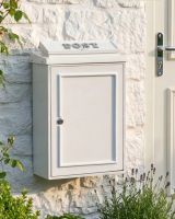 Wall Mounted Post Box with Bright Chrome Lettering - Cream Finish digital illustration 