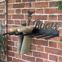 Wall Mounted Robin Iron Boot Holder in Situ Holding Wellys