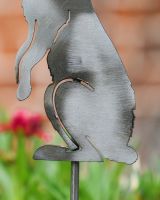 Watchful Hare Artistic Plant Pot Spike - Set of Two close up of tail