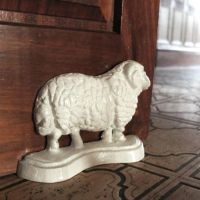 White Sheep Door Stop in Situ