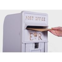 "Original Reproduction" White Elizabeth Regina Post & Parcel Box With Stand to Scale