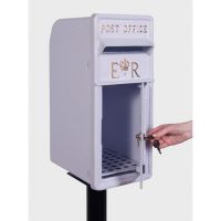 Front Opening Door on the "Original Reproduction" White Elizabeth Regina Post & Parcel Box With Stand