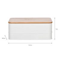 White Storage Box with Bamboo Lid Measurements